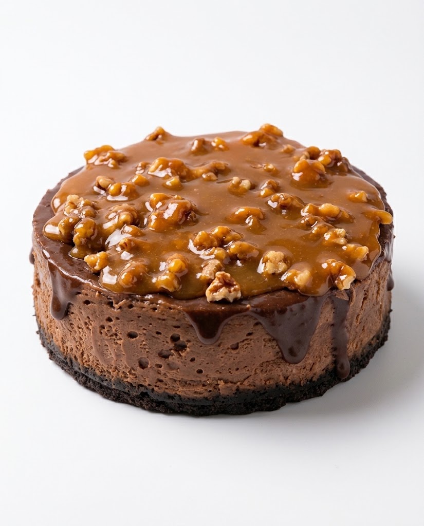 Cheesecake de chocolate con nuez caramelizada
